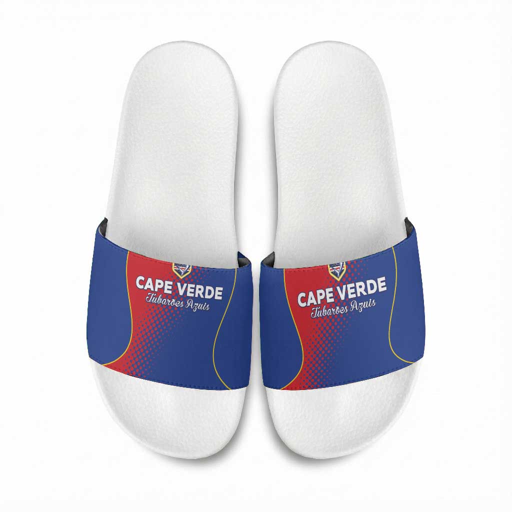 Cape Verde Football Slide Sandals Blue Sharks Make History