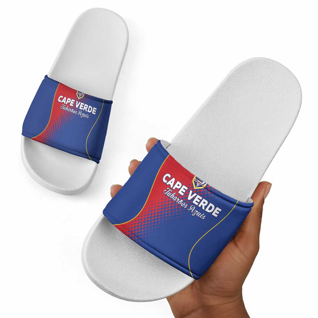 Cape Verde Football Slide Sandals Blue Sharks Make History