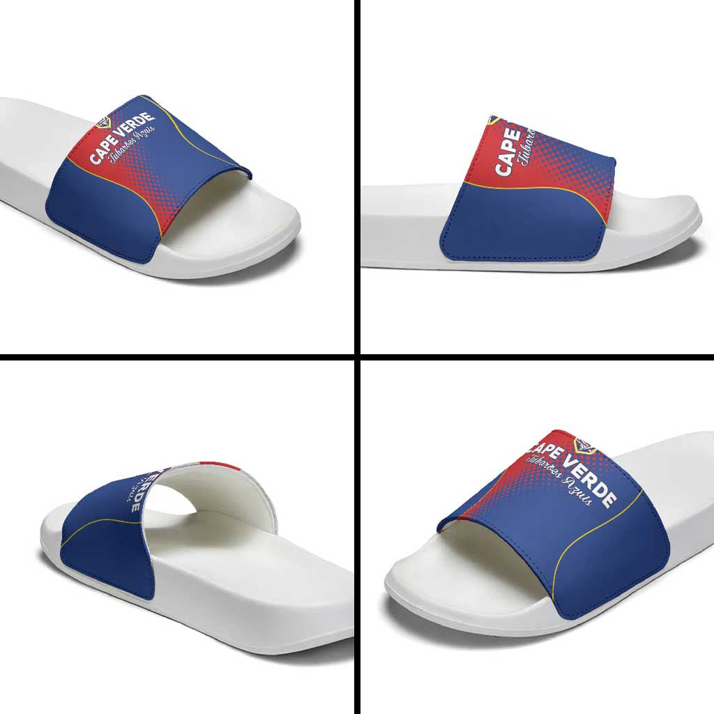 Cape Verde Football Slide Sandals Blue Sharks Make History