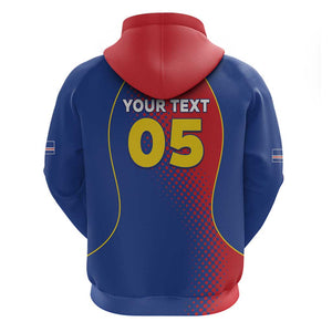 Custom Cape Verde Football Zip Hoodie Blue Sharks Make History - African Pride