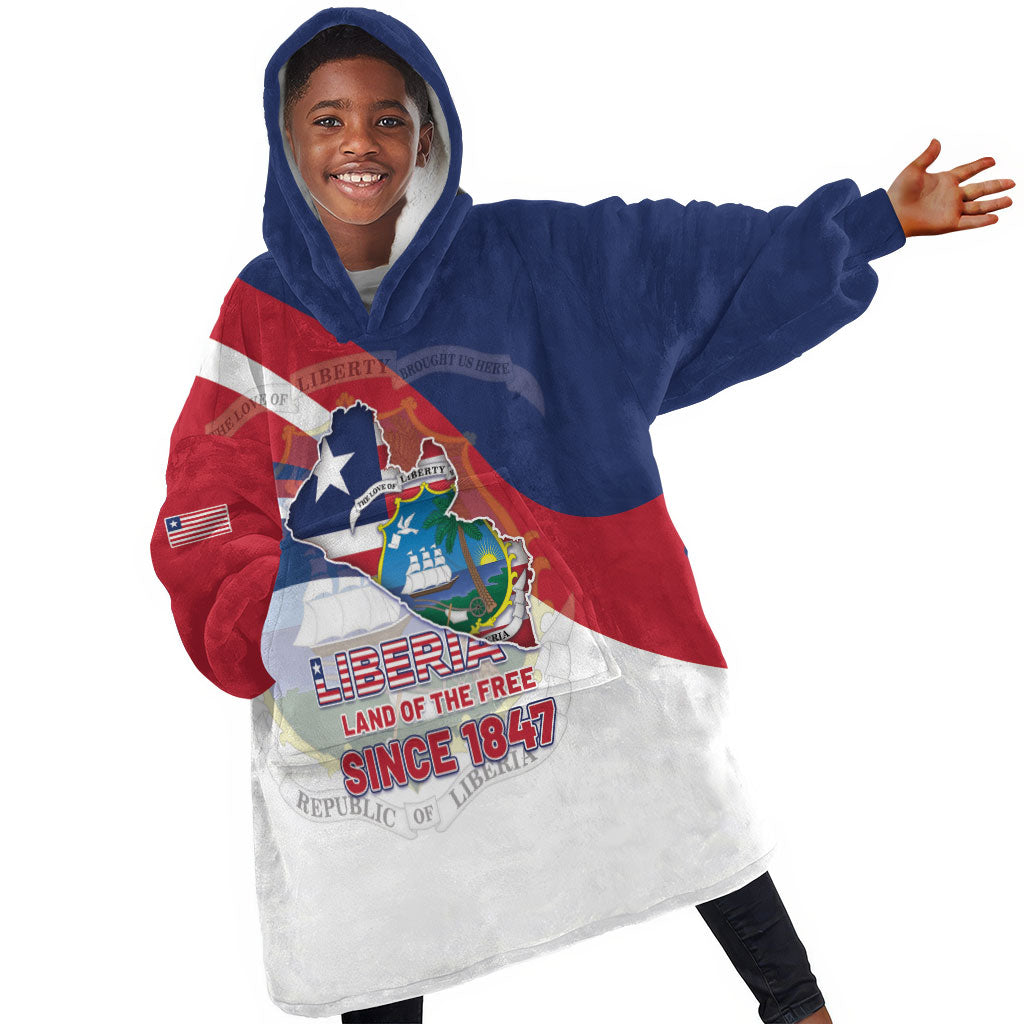 Liberia 1847 Kid Wearable Blanket Hoodie Happy Independence Day