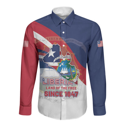 Liberia 1847 Long Sleeve Button Shirt Happy Independence Day