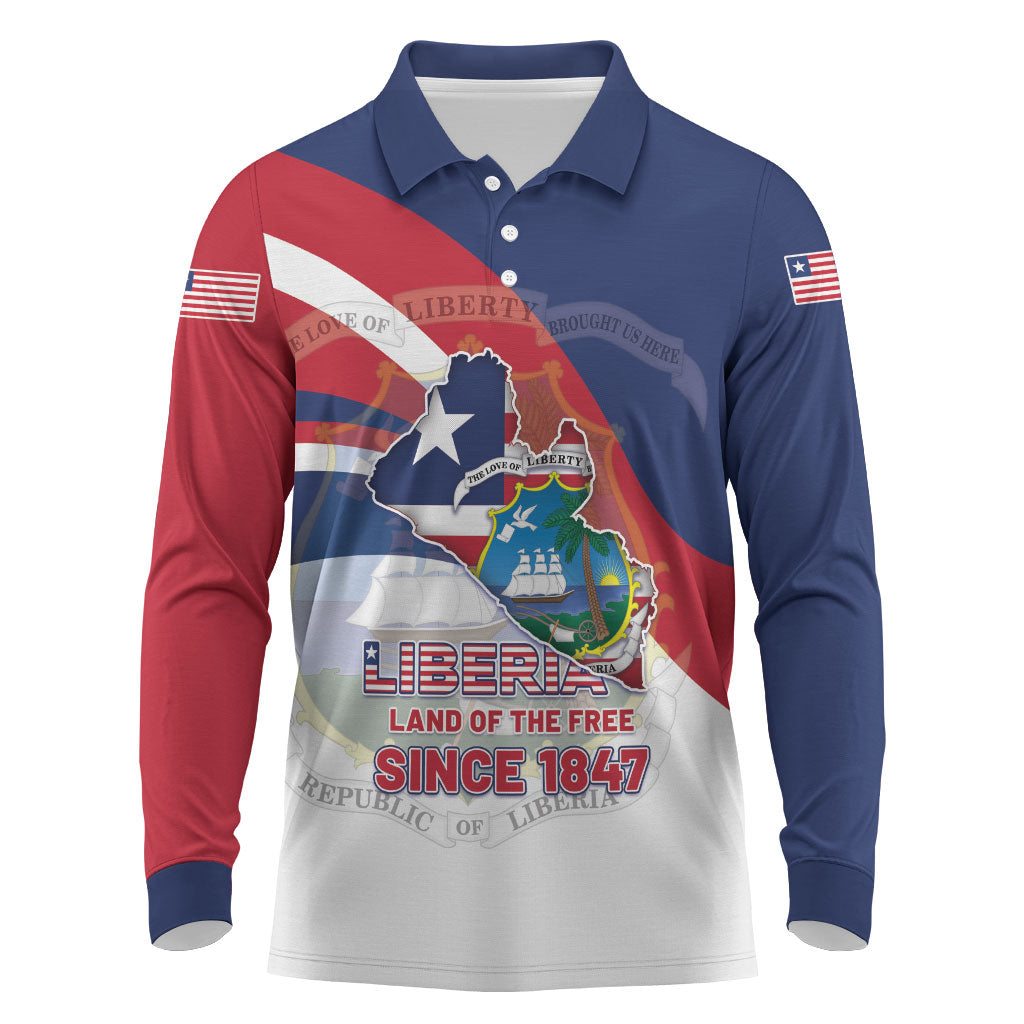 Liberia 1847 Long Sleeve Polo Shirt Happy Independence Day