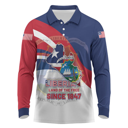 Liberia 1847 Long Sleeve Polo Shirt Happy Independence Day