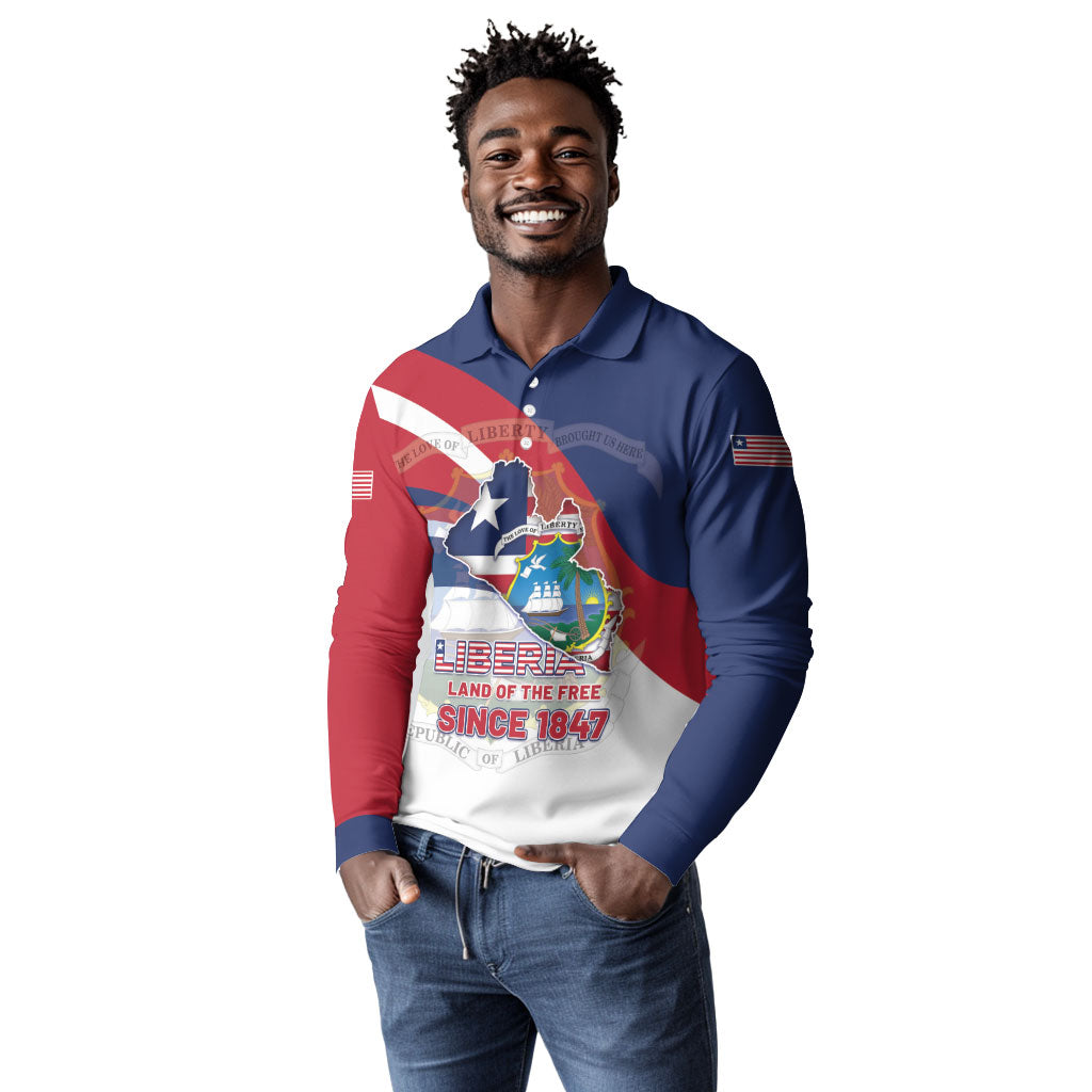 Liberia 1847 Long Sleeve Polo Shirt Happy Independence Day