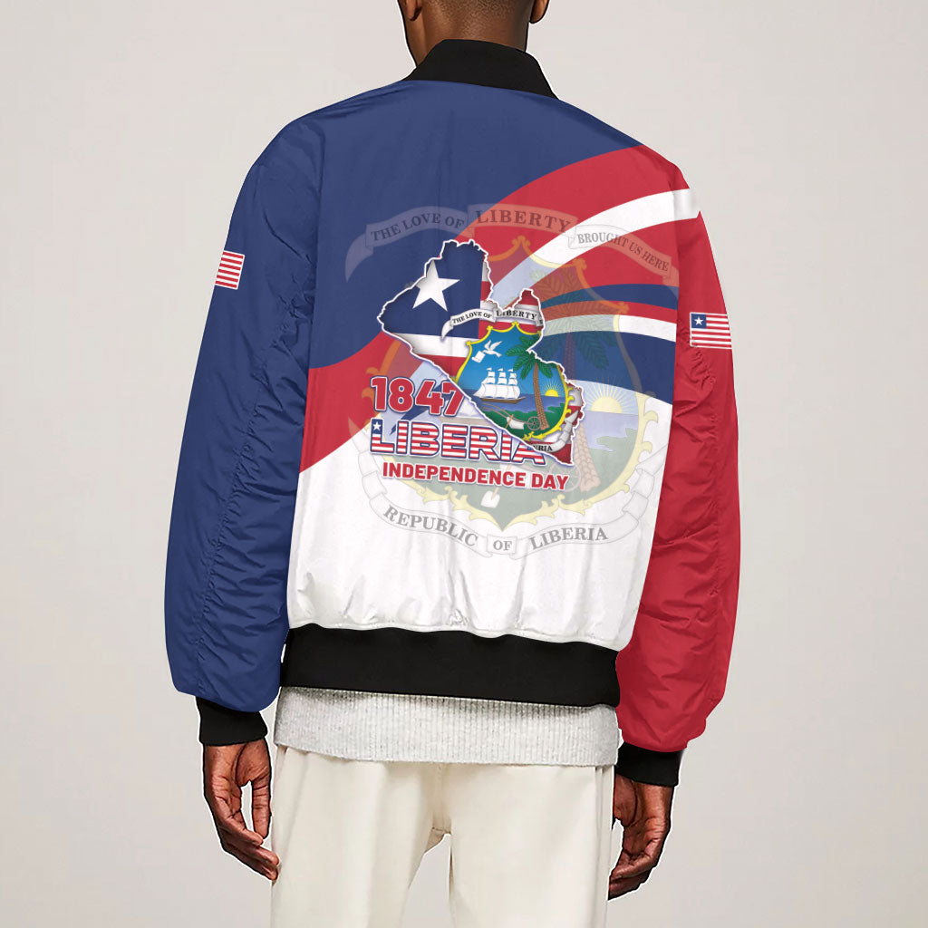 Liberia 1847 Sleeve Zip Bomber Jacket Happy Independence Day