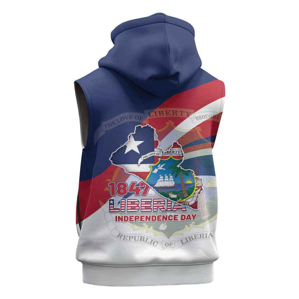 Liberia 1847 Sleeveless Zip Hoodie Happy Independence Day