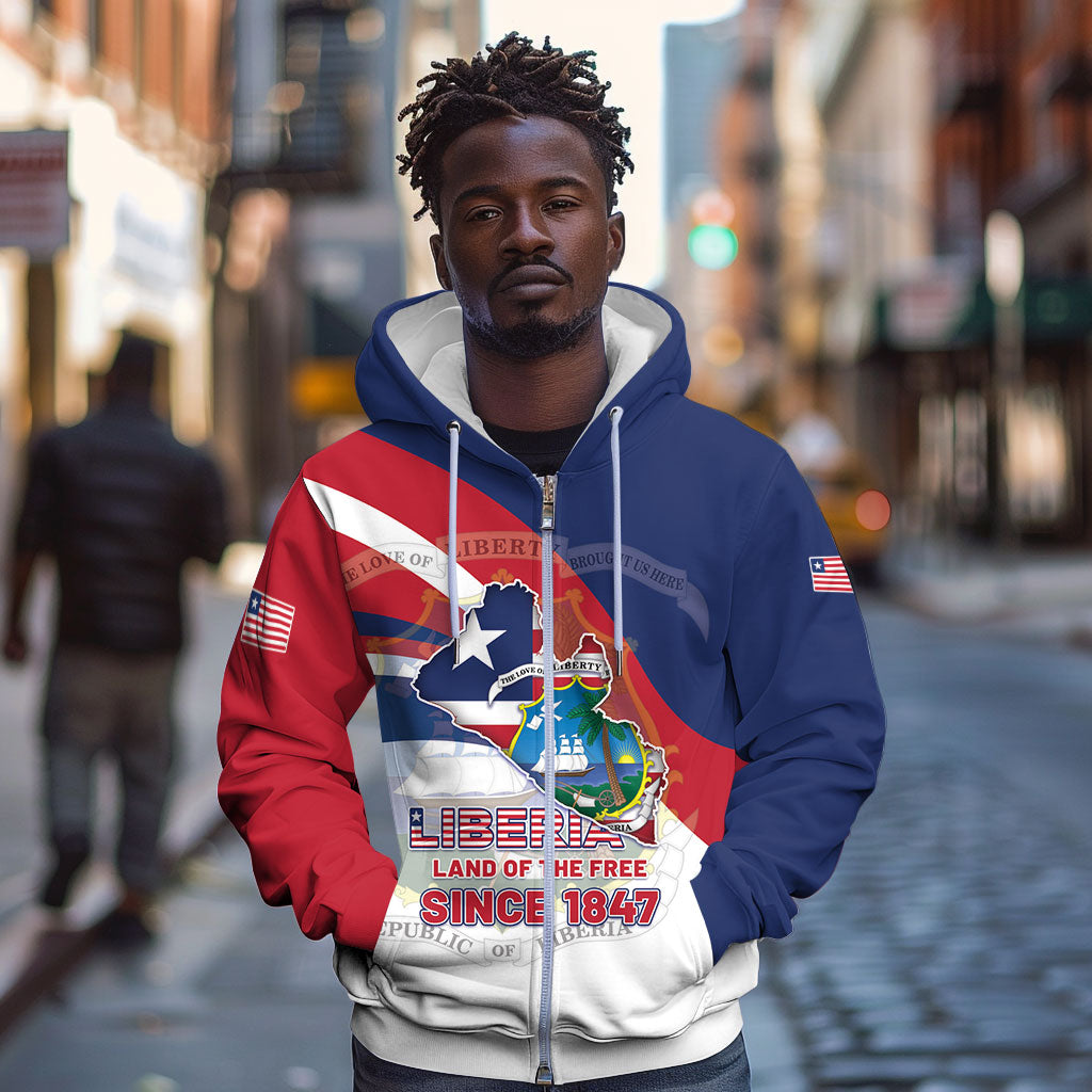 Liberia 1847 Zip Hoodie Happy Independence Day