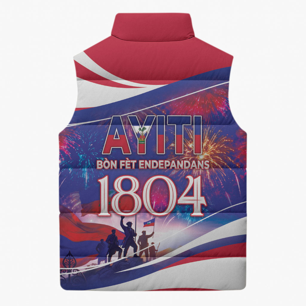 1804 Haiti Independence Sleeveless Puffer Jacket Haitian Pride Patriotic Heritage