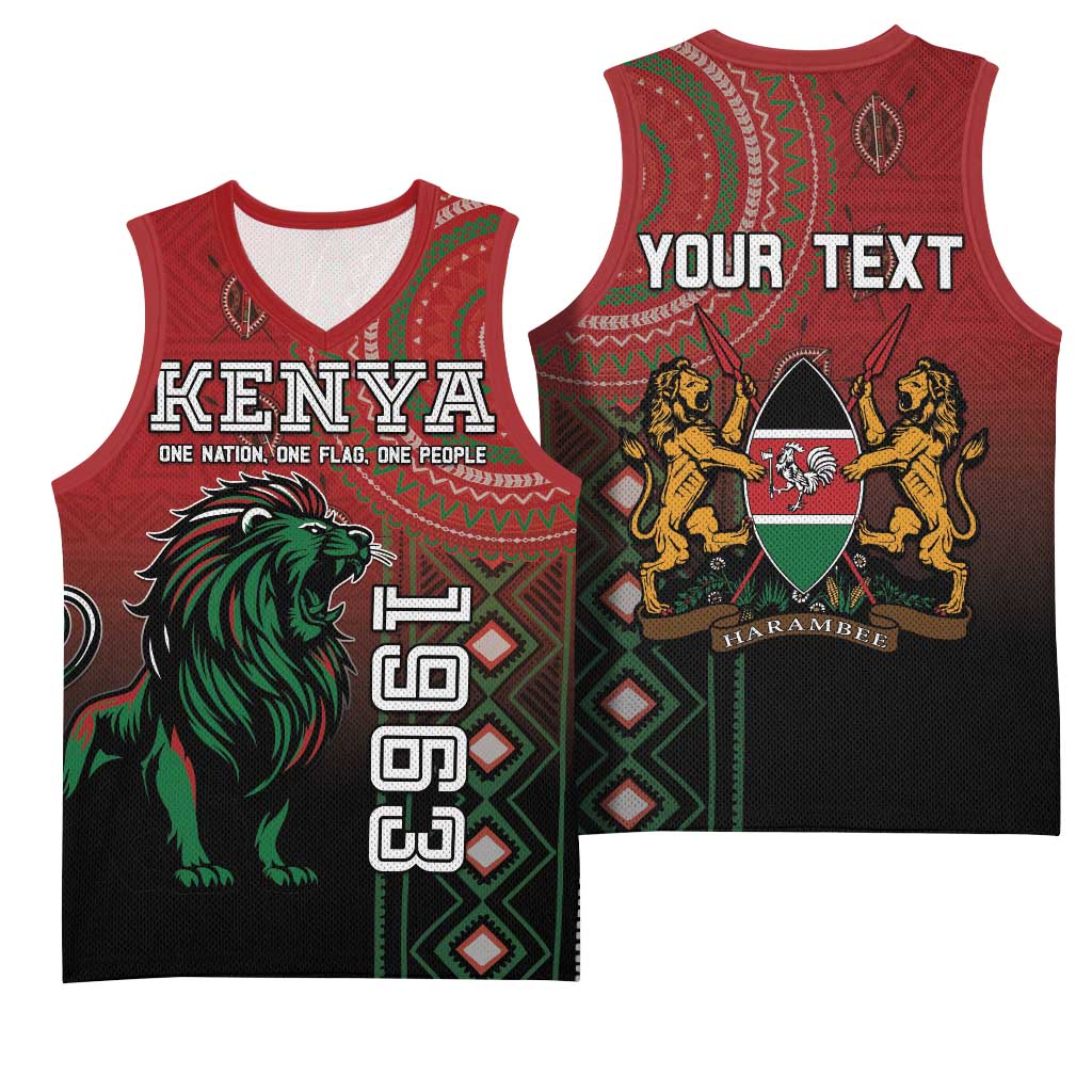 Personalised Kenya Jamhuri Day Basketball Jersey One Nation One Flag One People LT05