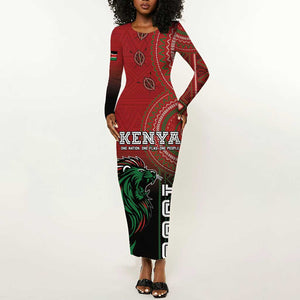 Personalised Kenya Jamhuri Day Long Sleeve Bodycon Dress One Nation One Flag One People