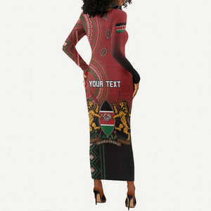 Personalised Kenya Jamhuri Day Long Sleeve Bodycon Dress One Nation One Flag One People