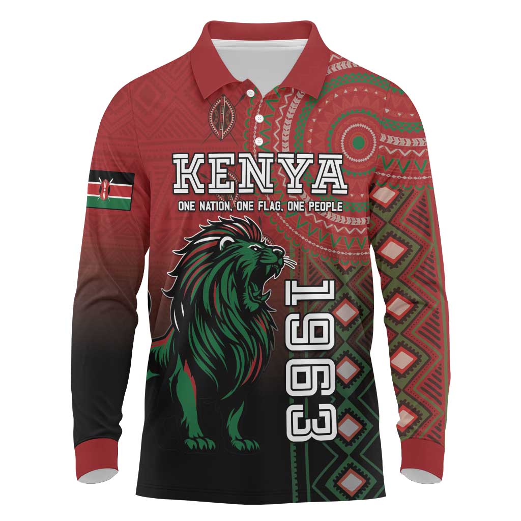 Personalised Kenya Jamhuri Day Long Sleeve Polo Shirt One Nation One Flag One People