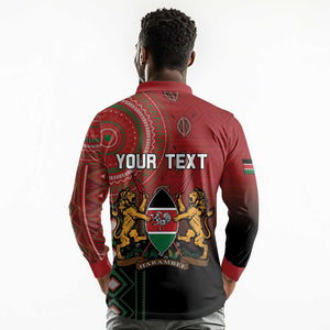 Personalised Kenya Jamhuri Day Long Sleeve Polo Shirt One Nation One Flag One People