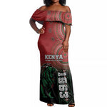 Personalised Kenya Jamhuri Day Off Shoulder Maxi Dress One Nation One Flag One People
