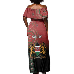 Personalised Kenya Jamhuri Day Off Shoulder Maxi Dress One Nation One Flag One People