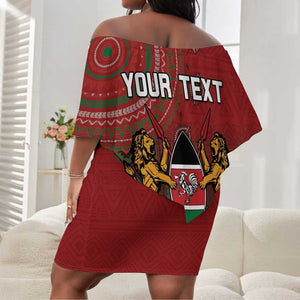 Personalised Kenya Jamhuri Day Off Shoulder Short Dress One Nation One Flag One People