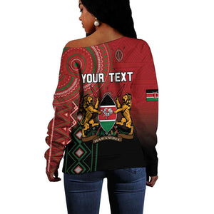 Personalised Kenya Jamhuri Day Off Shoulder Sweater One Nation One Flag One People