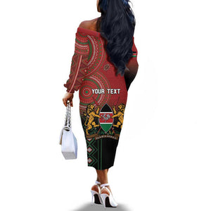 Personalised Kenya Jamhuri Day Off The Shoulder Long Sleeve Dress One Nation One Flag One People