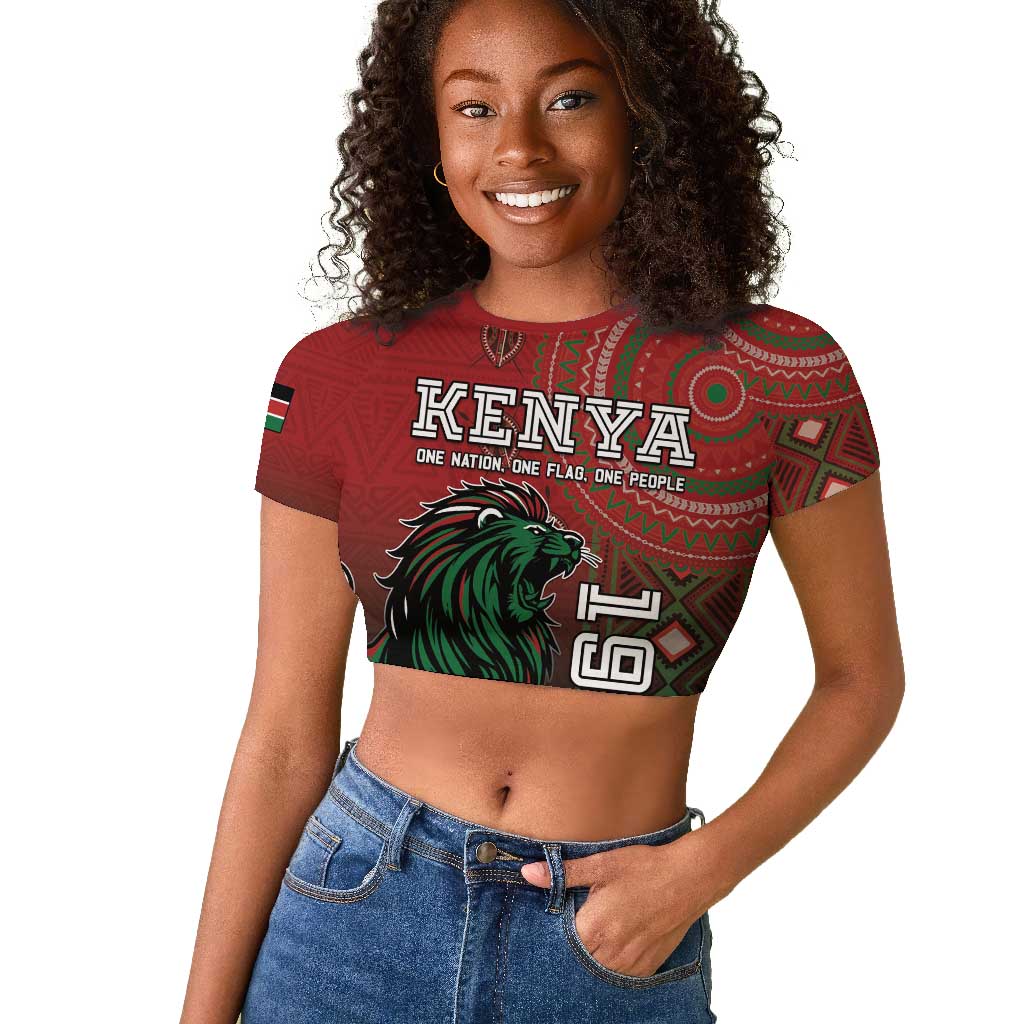 Personalised Kenya Jamhuri Day Raglan Cropped T shirt One Nation One Flag One People