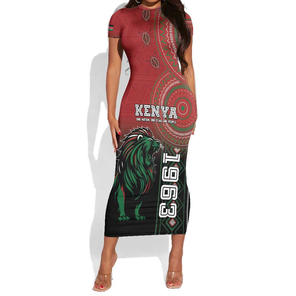 Personalised Kenya Jamhuri Day Short Sleeve Bodycon Dress One Nation One Flag One People LT05