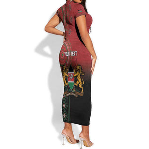 Personalised Kenya Jamhuri Day Short Sleeve Bodycon Dress One Nation One Flag One People