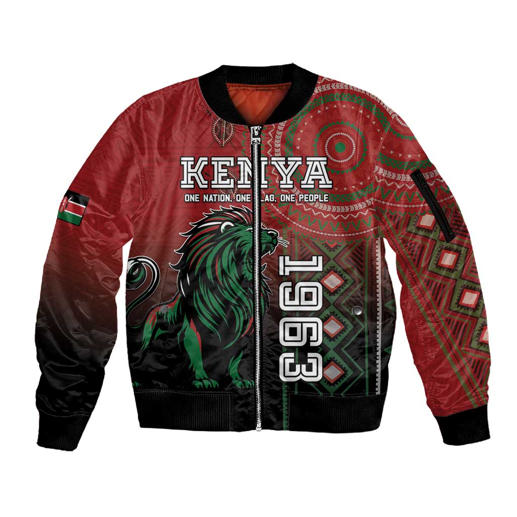 Personalised Kenya Jamhuri Day Sleeve Zip Bomber Jacket One Nation One Flag One People