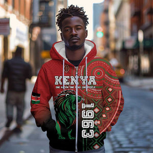 Personalised Kenya Jamhuri Day Zip Hoodie One Nation One Flag One People