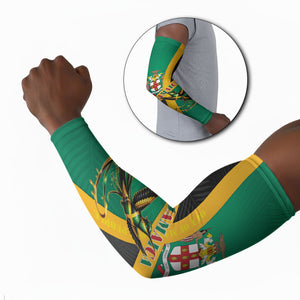 Jamaica Independence Day Arm Sleeves Coat Of Arms With Doctor Bird Tropical Vibes