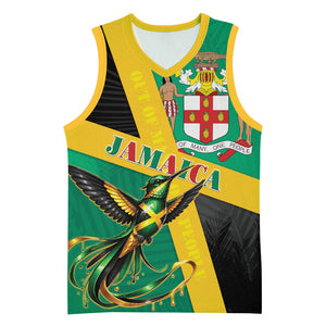Jamaica Independence Day Basketball Jersey Coat Of Arms With Doctor Bird Tropical Vibes