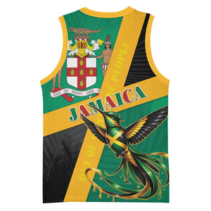 Jamaica Independence Day Basketball Jersey Coat Of Arms With Doctor Bird Tropical Vibes