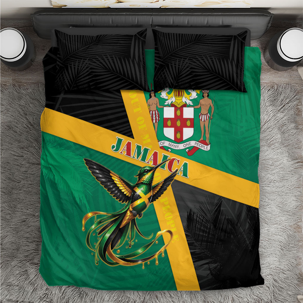 Jamaica Independence Day Bedding Set Coat Of Arms With Doctor Bird Tropical Vibes