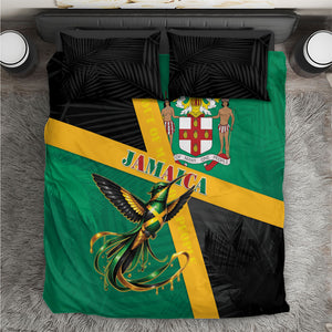 Jamaica Independence Day Bedding Set Coat Of Arms With Doctor Bird Tropical Vibes