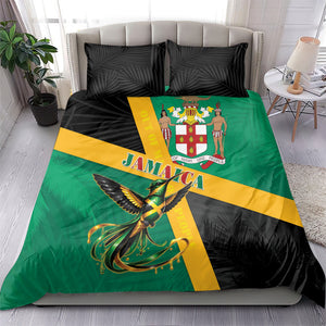 Jamaica Independence Day Bedding Set Coat Of Arms With Doctor Bird Tropical Vibes