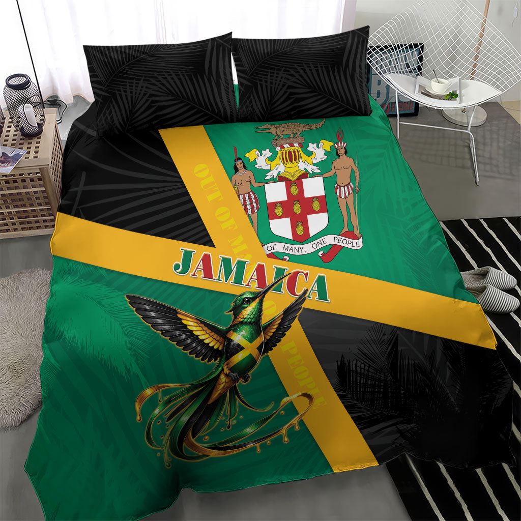 Jamaica Independence Day Bedding Set Coat Of Arms With Doctor Bird Tropical Vibes