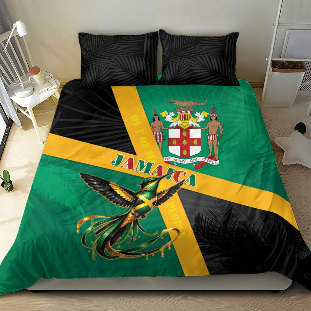 Jamaica Independence Day Bedding Set Coat Of Arms With Doctor Bird Tropical Vibes
