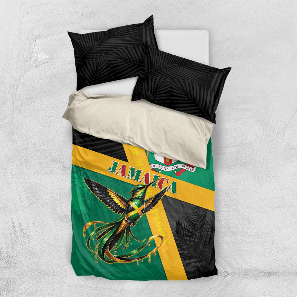 Jamaica Independence Day Bedding Set Coat Of Arms With Doctor Bird Tropical Vibes