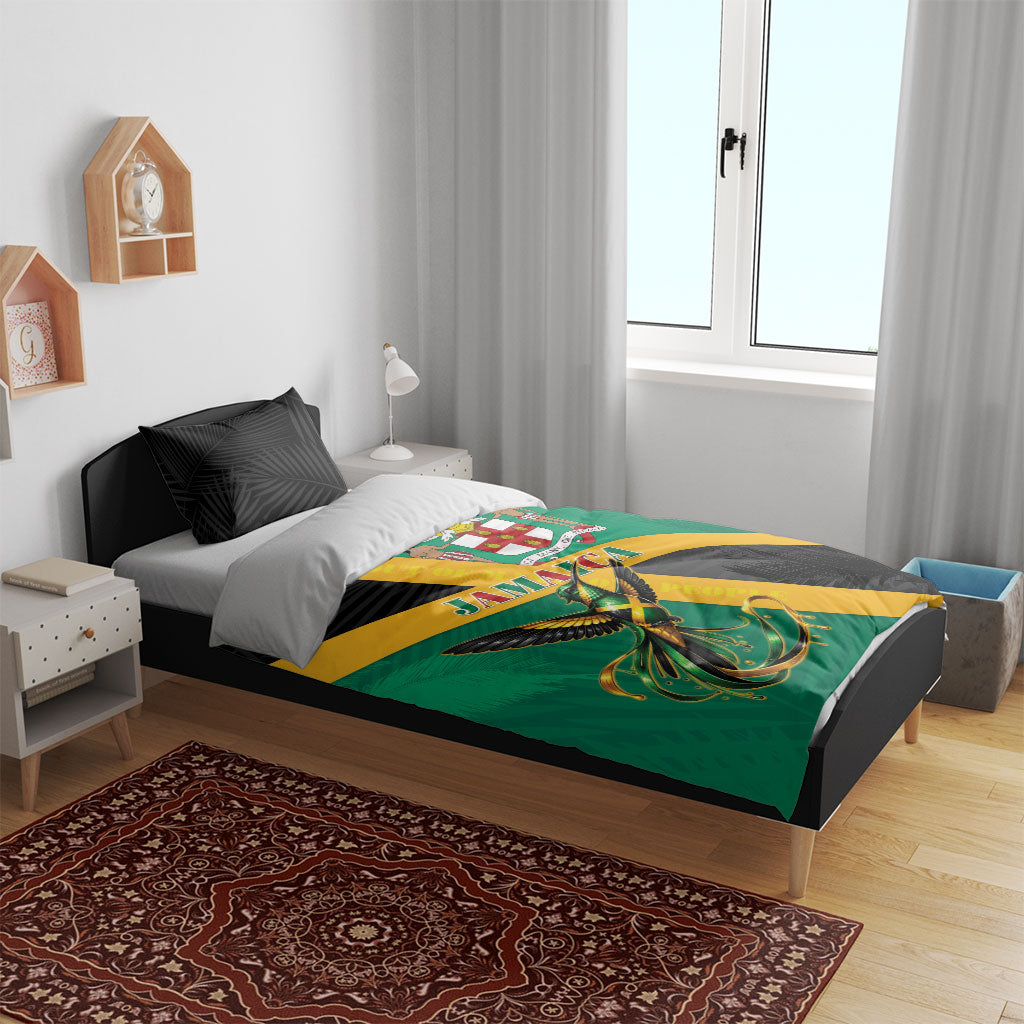 Jamaica Independence Day Bedding Set Coat Of Arms With Doctor Bird Tropical Vibes