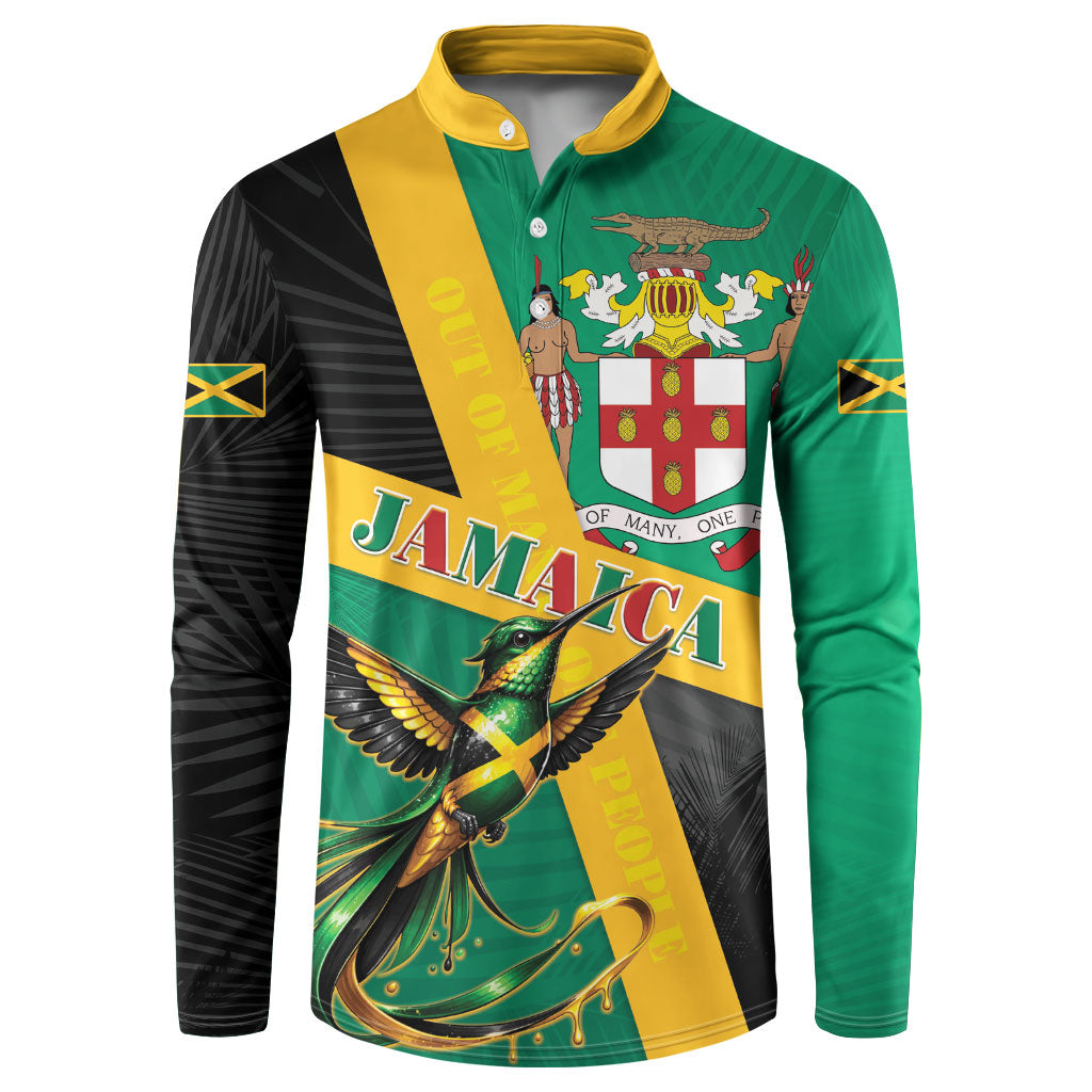 Jamaica Independence Day Button Sweatshirt Coat Of Arms With Doctor Bird Tropical Vibes