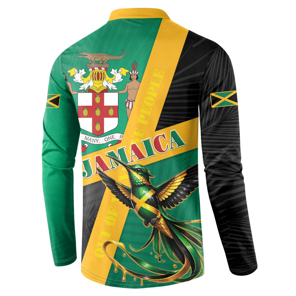 Jamaica Independence Day Button Sweatshirt Coat Of Arms With Doctor Bird Tropical Vibes