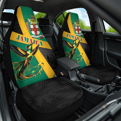 Jamaica Independence Day Car Seat Cover Coat Of Arms With Doctor Bird Tropical Vibes