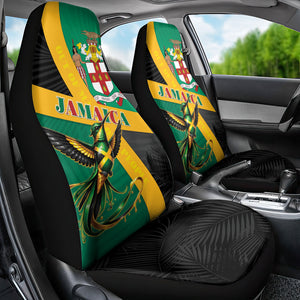 Jamaica Independence Day Car Seat Cover Coat Of Arms With Doctor Bird Tropical Vibes