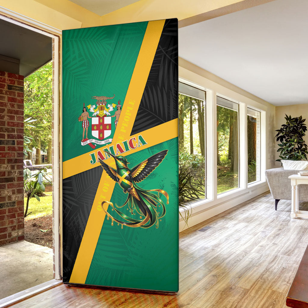 Jamaica Independence Day Door Cover Coat Of Arms With Doctor Bird Tropical Vibes