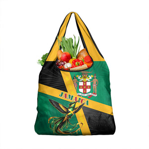 Jamaica Independence Day Grocery Bag Coat Of Arms With Doctor Bird Tropical Vibes