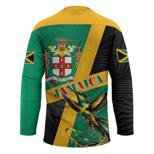 Jamaica Independence Day Hockey Jersey Coat Of Arms With Doctor Bird Tropical Vibes