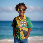 Jamaica Independence Day Kid Hawaiian Shirt Coat Of Arms With Doctor Bird Tropical Vibes