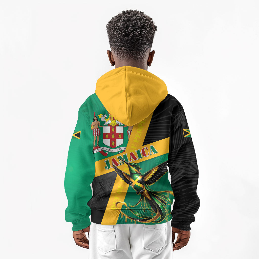Jamaica Independence Day Kid Hoodie Coat Of Arms With Doctor Bird Tropical Vibes