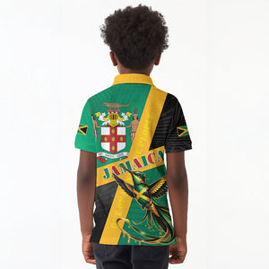 Jamaica Independence Day Kid Polo Shirt Coat Of Arms With Doctor Bird Tropical Vibes