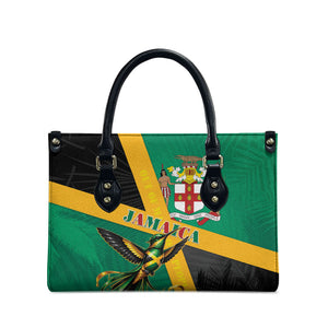 Jamaica Independence Day Leather Bag Coat Of Arms With Doctor Bird Tropical Vibes