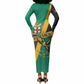 Jamaica Independence Day Long Sleeve Bodycon Dress Coat Of Arms With Doctor Bird Tropical Vibes